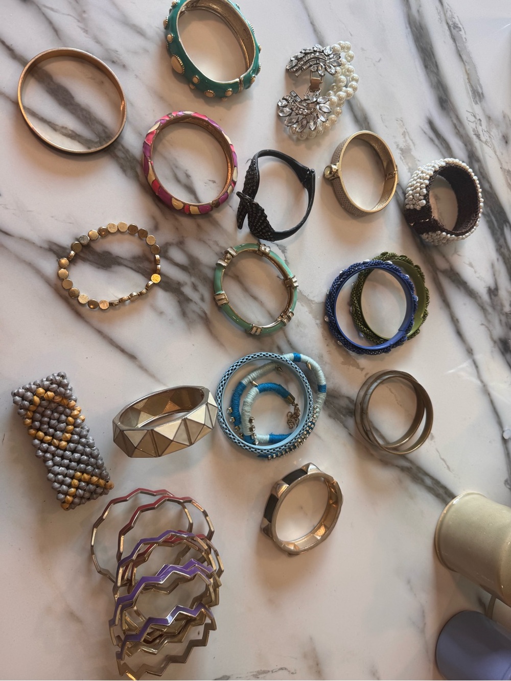 Assorted Women's Gold and Multicolor Stackable Bracelets - over 25 pieces